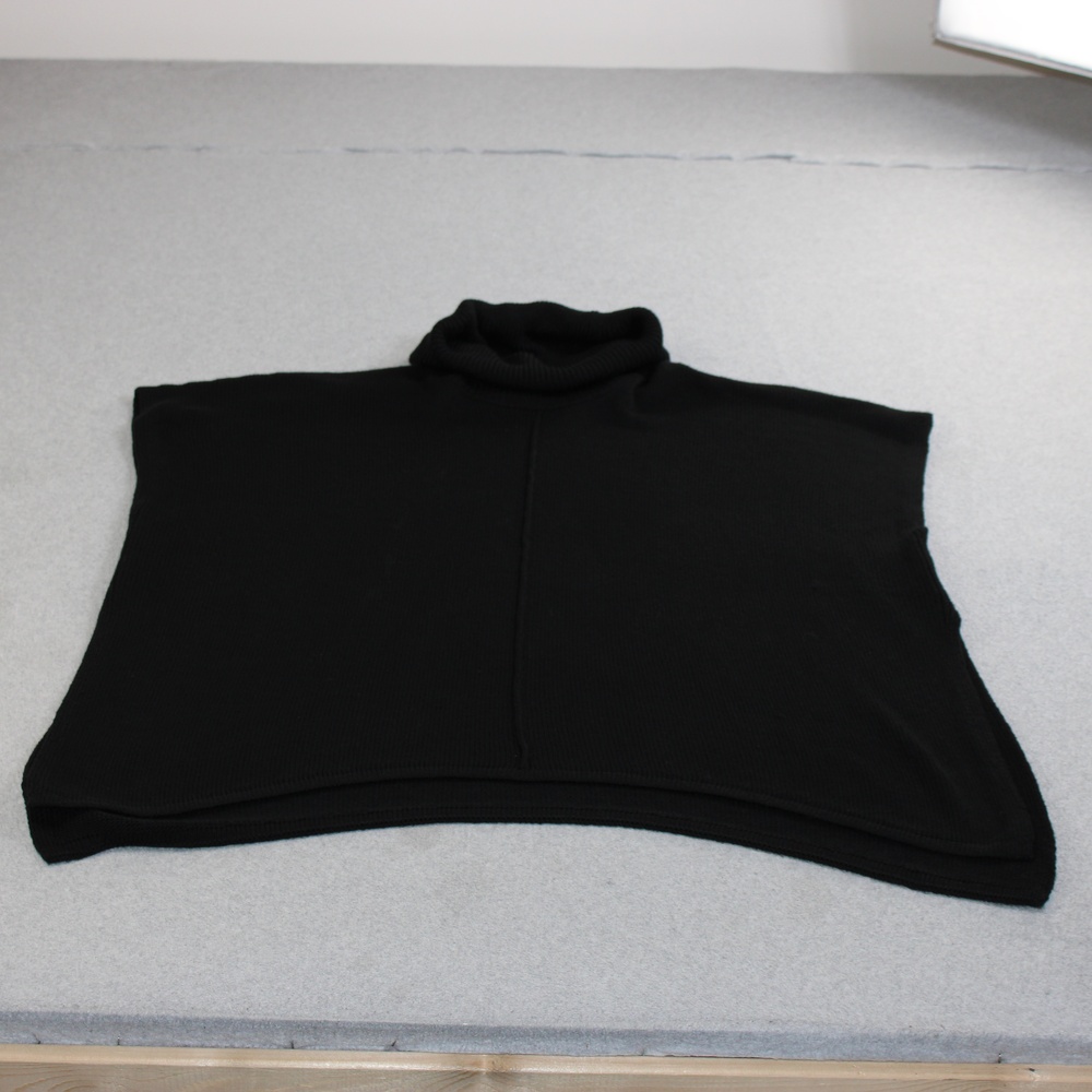 Vision 155 Cape Sweater Womens S/M Black Turtleneck Poncho Oversized Lagenlook
